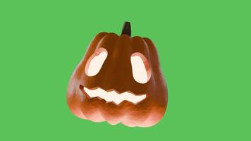 Glowing Halloween pumpkins lantern, moving and swaying, lit from within, on a green screen. video