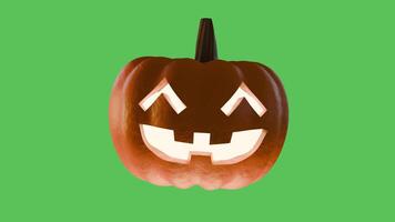 Glowing Halloween Pumpkin lantern, Animation of a cheerful faced pumpkin moving on a green screen. video