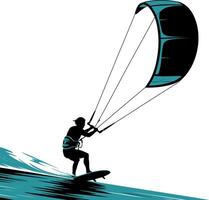 a person kiteboarding on a wave vector