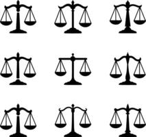a set of scales of justice icons vector