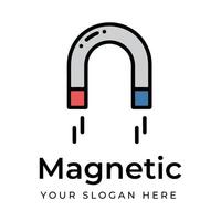 Magnetic U Shaped Magnet Logo. Red and Blue Pole Icon with Text Design vector