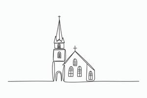 Simple line drawing of a church with steeple vector