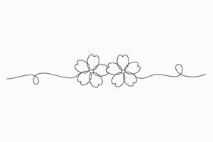 Continuous line drawing of two simple flowers vector