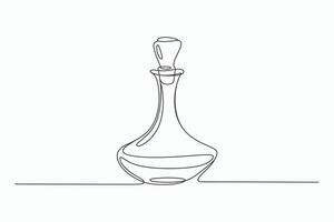Single line drawing of elegant glass decanter vector