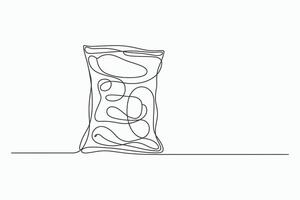 Abstract one line drawing of a snack bag vector