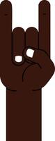 Dark Skin Tone Hand Making Rock and Roll Gesture Illustration vector