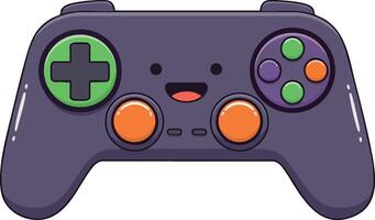 Cute purple game controller with colorful buttons and happy face illustration vector