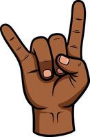 Hand making rock and roll sign with brown skin tone isolated on white background illustration vector