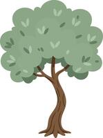 Tree with green leaves and brown trunk illustration in simple style vector