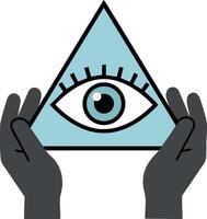Hands holding triangle with eye symbol design illustration vector