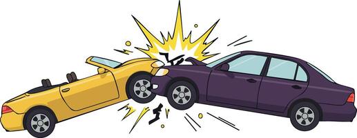 Two Cars Colliding Frontally in Vehicle Crash Accident Illustration vector