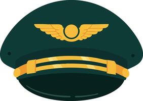 Pilot cap with golden wings and strap illustration in flat style vector