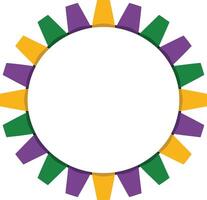 Purple, green, and gold bunting flags circle frame design element vector