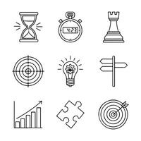 Strategy And Solution Line Icons. vector