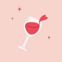 Glass of red wine. Wine splashing from glass. Celebration and party vibe. Invitation design, present card. Hand drawn illustration vector