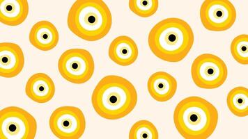pattern with yellow cartoon circles and concentric round eye shapes for modern posters and sticker backgrounds in funky style vector