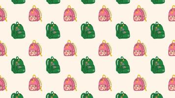 Sketchy seamless pattern with backpack icons casual doodles for school-themed design. vector