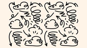 Crayon sketch bundle with arrows soft underline lines dreamy tuchki and dotted circles vector