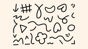 Childlike pack of sketchy messy underline strokes thought tuchki and round shapes vector