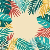 Tropical leaves decorative frame illustration vector