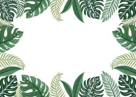 Tropical leaf frame design vector