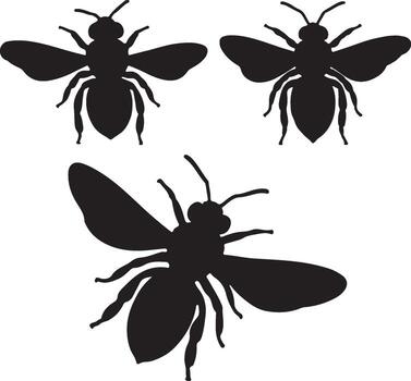 Bee Solid Black Silhouet vector