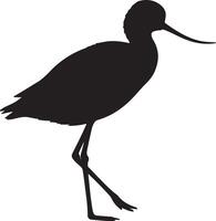 American Avocet Solid Black Silhouette vector