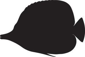 Yellow Longnose Butterflyfish Solid Black Silhouette vector