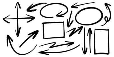 Hand Drawn Doodle Arrows and Shapes Collection on White Background vector