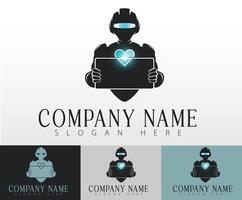 A digital themed logo blending automation, AI, and information systems vector