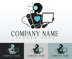 A modern logo illustration representing artificial intelligence and informatics. vector