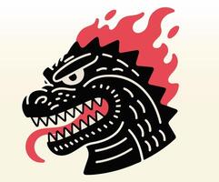 A unique mascot illustration of Godzilla head with a Japanese twist vector