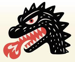 Japanese-style Godzilla head illustration in mascot form. vector