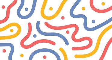 Playful Abstract Pattern with Colorful Lines and Dots on White Background. vector
