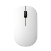A Modern White Wireless Computer Mouse from a Top Down View png