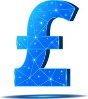 3D Pound Sterling Symbol with Circuit Board Effect vector