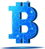 3D Bitcoin symbol with circuit board effect vector