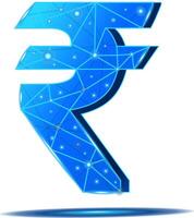 3D rupee symbol with circuit board effect vector