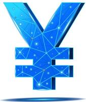 3D Chinese yuan symbol with a circuit board effect vector