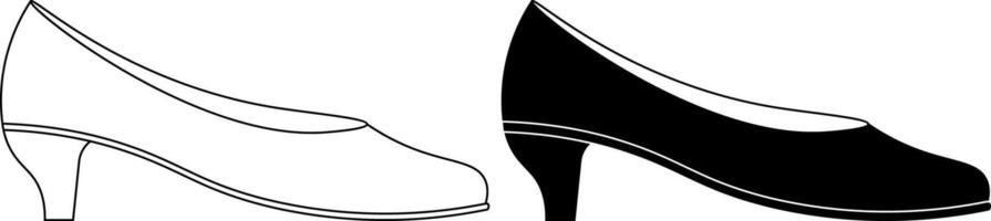outline silhouette Kitten heel icon set vector