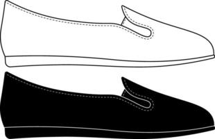 side view Kung fu shoe icon set vector