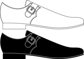 man's single-strap monk dress shoe icon set vector