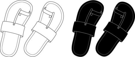 top view Kolhapuri chappal icon set vector