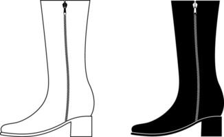 outline silhouette Go-go boot icon set vector