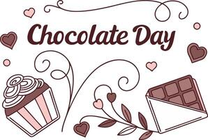 Happy chocolate day typography with candy and sweet decoration vector