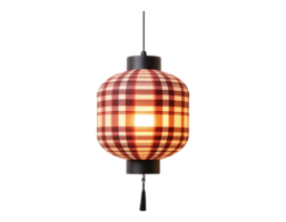 Close-up of a Traditional Illuminated Lantern with Checkered Pattern png