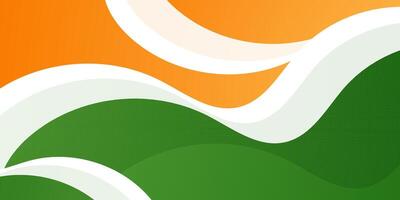 Abstract colorful orange and green wave curve shapes background. Simple and colorful natural pattern background design. vector