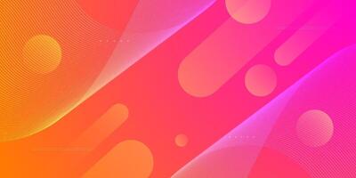Abstract colorful gradient orange and pink trendy background. Simple dynamic color geometric shape wave lines pattern background. vector