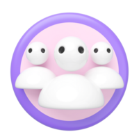 3d people team with circle button isolated. Teamwork concept, cartoon style, 3d render illustration png