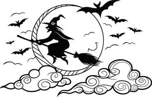 Scary halloween black shapes of ghost tree zombie and pumpkin vector